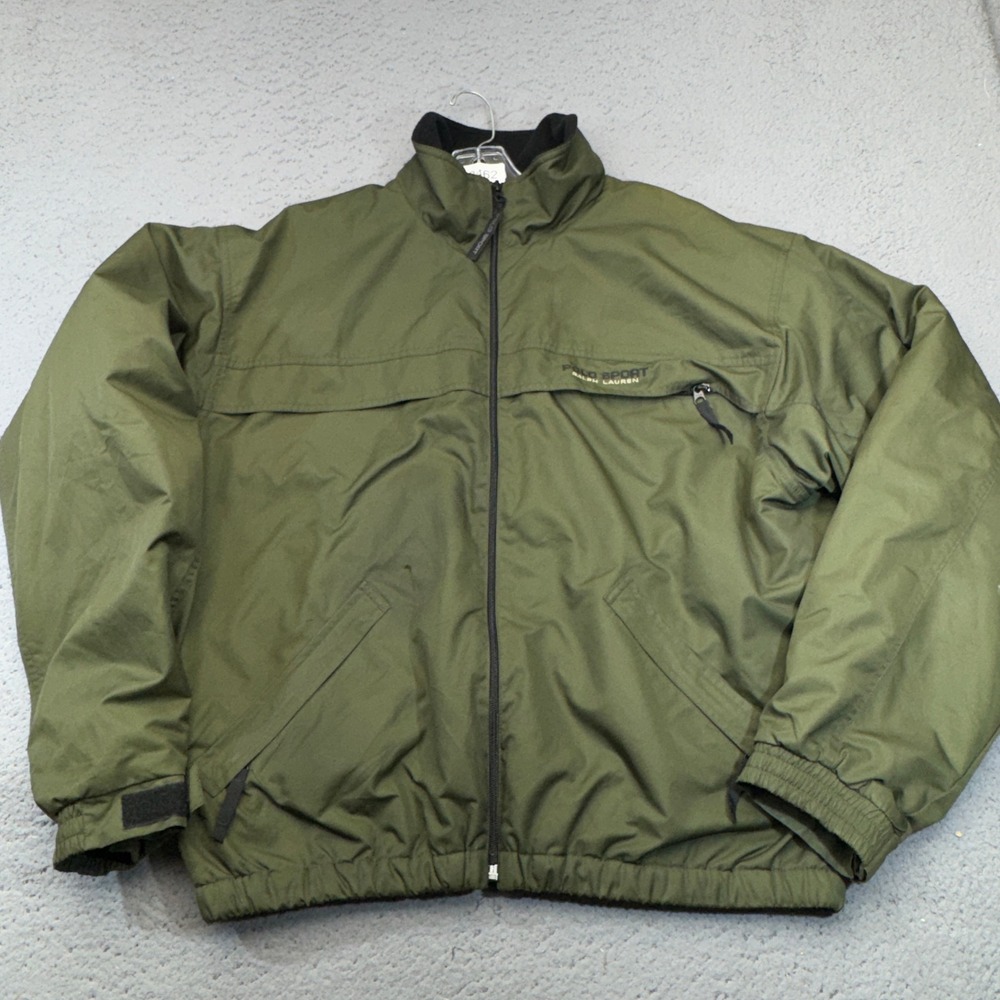 Polo Sport Ralph Lauren Jacket Mens Large Green Military Field Fleece Lined